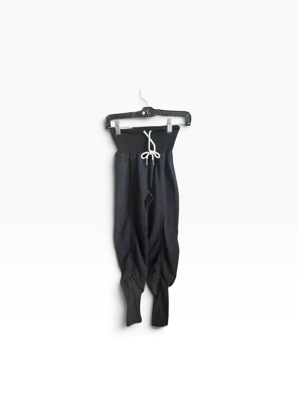 Free People Black Jogger Leggings Size Small Drawstring Ribbed Cuffs